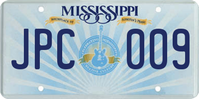 MS license plate JPC009