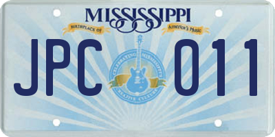 MS license plate JPC011