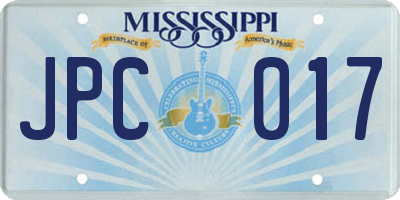 MS license plate JPC017