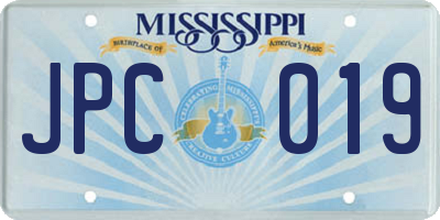 MS license plate JPC019