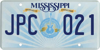 MS license plate JPC021