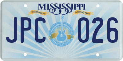MS license plate JPC026