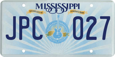 MS license plate JPC027
