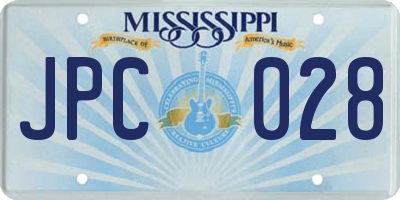 MS license plate JPC028