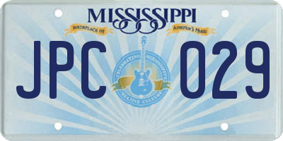 MS license plate JPC029