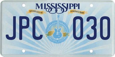 MS license plate JPC030