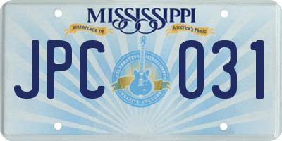 MS license plate JPC031