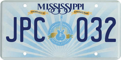 MS license plate JPC032