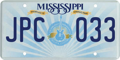 MS license plate JPC033
