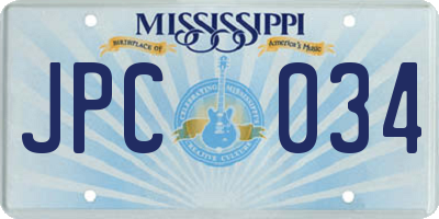 MS license plate JPC034