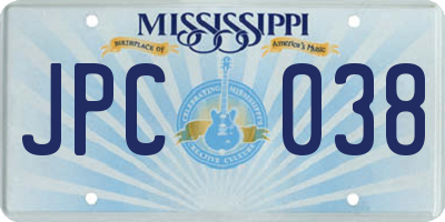 MS license plate JPC038