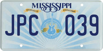 MS license plate JPC039