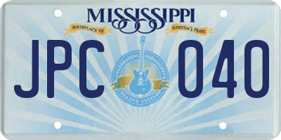MS license plate JPC040