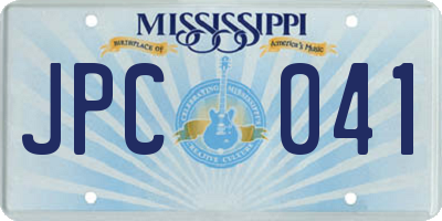 MS license plate JPC041