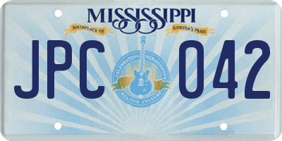 MS license plate JPC042