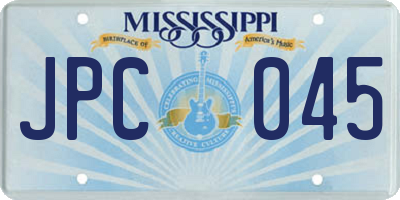 MS license plate JPC045