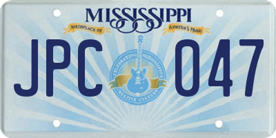 MS license plate JPC047