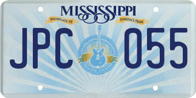 MS license plate JPC055