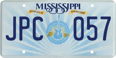 MS license plate JPC057