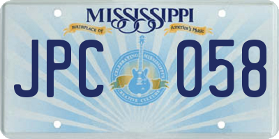 MS license plate JPC058