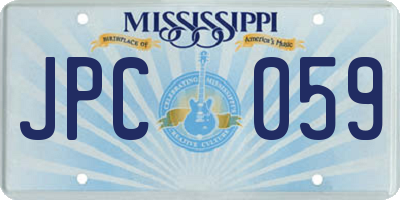 MS license plate JPC059