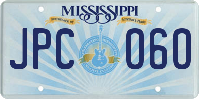 MS license plate JPC060
