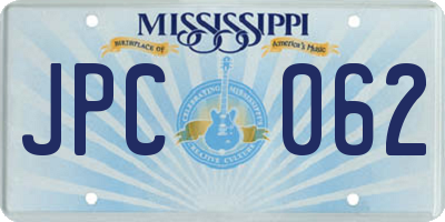 MS license plate JPC062