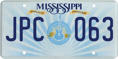 MS license plate JPC063