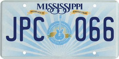 MS license plate JPC066