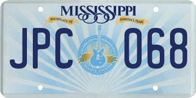 MS license plate JPC068