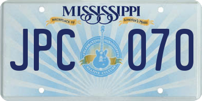MS license plate JPC070