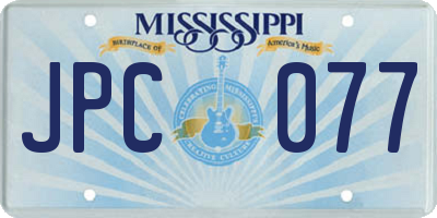MS license plate JPC077