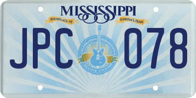 MS license plate JPC078