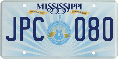 MS license plate JPC080