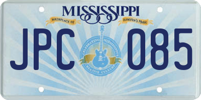 MS license plate JPC085