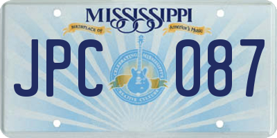 MS license plate JPC087