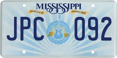 MS license plate JPC092