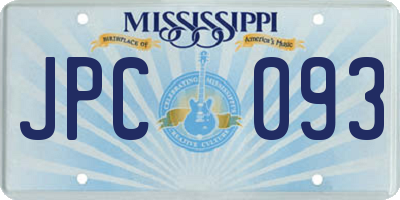 MS license plate JPC093
