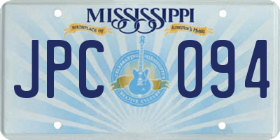 MS license plate JPC094