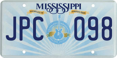 MS license plate JPC098