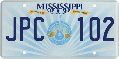 MS license plate JPC102