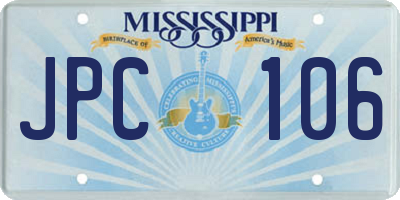 MS license plate JPC106