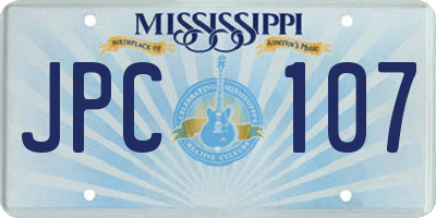 MS license plate JPC107