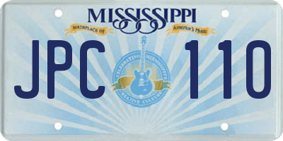 MS license plate JPC110