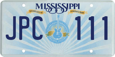 MS license plate JPC111