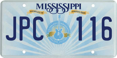 MS license plate JPC116