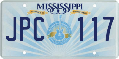 MS license plate JPC117