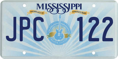 MS license plate JPC122