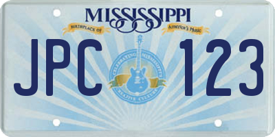 MS license plate JPC123