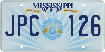 MS license plate JPC126